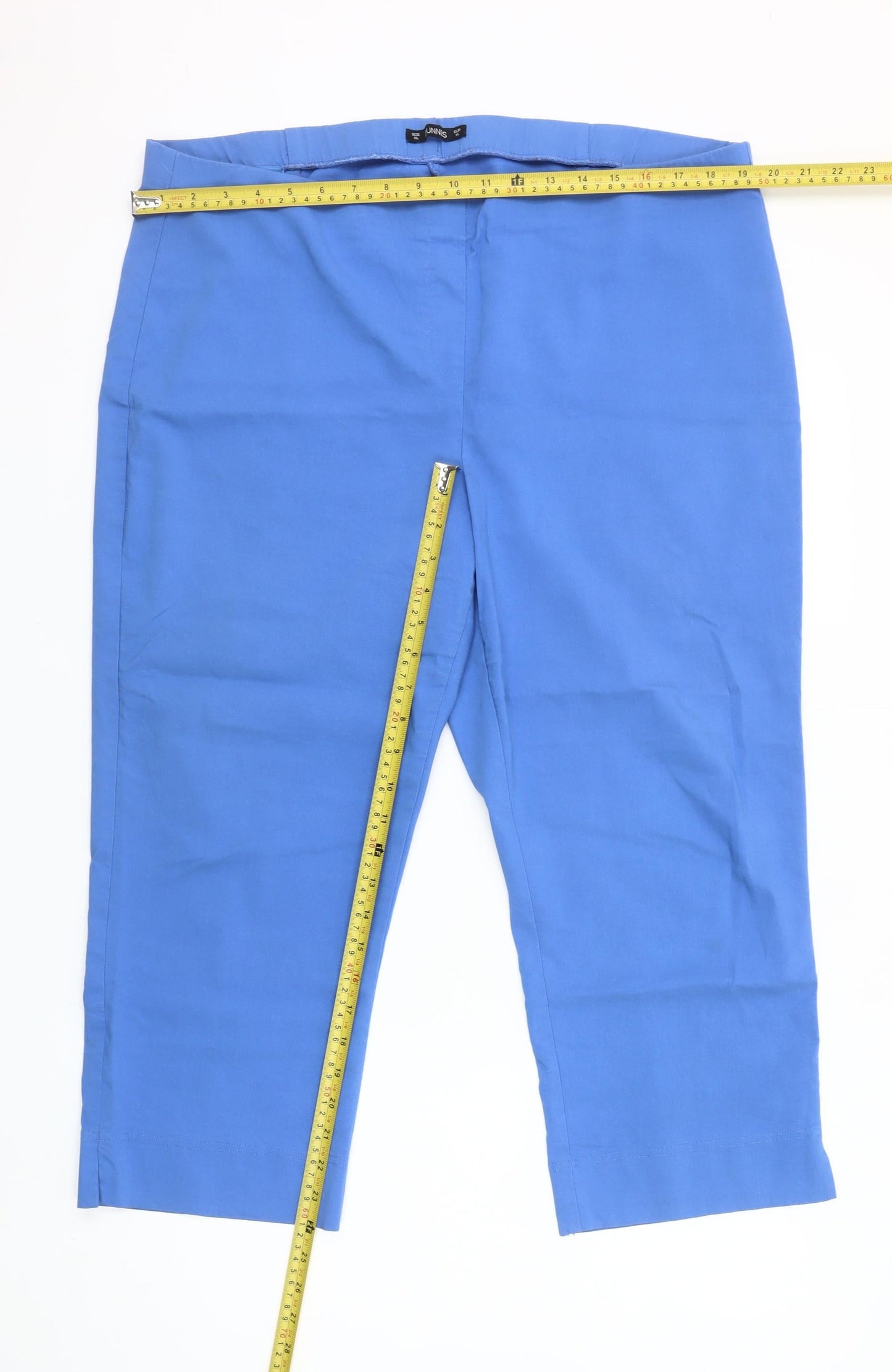 Dunnes Women’s Blue Capri Stretch Trousers XL Viscose Blend
