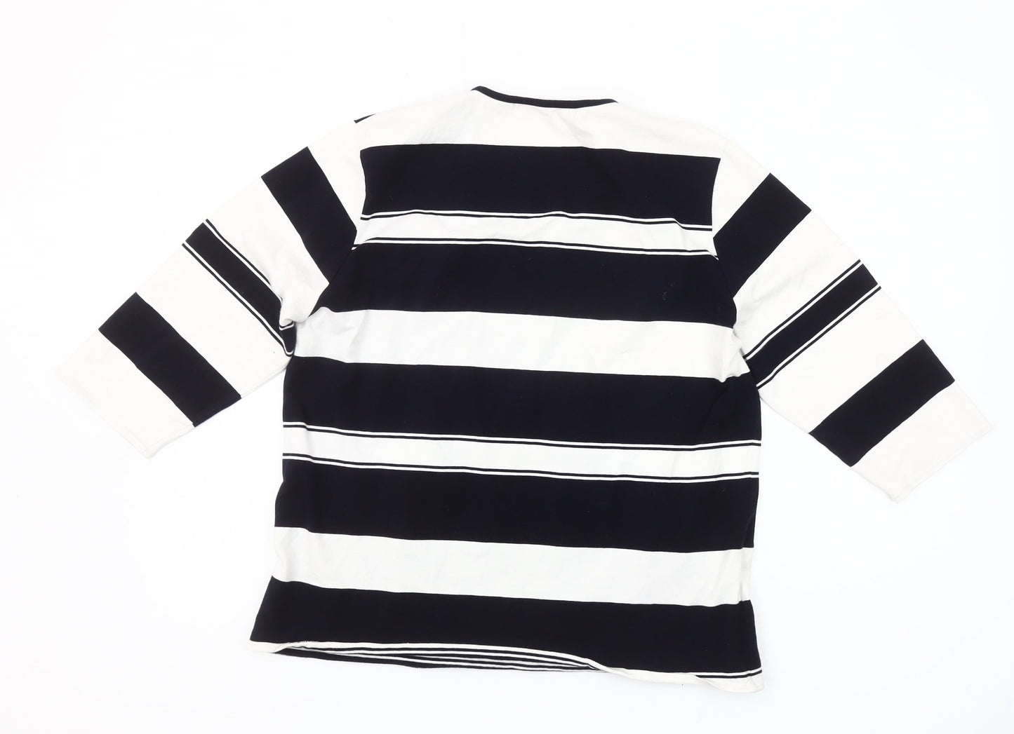 Westerlind Women’s Black White Striped Wrap Blouse XL 3/4 Sleeve