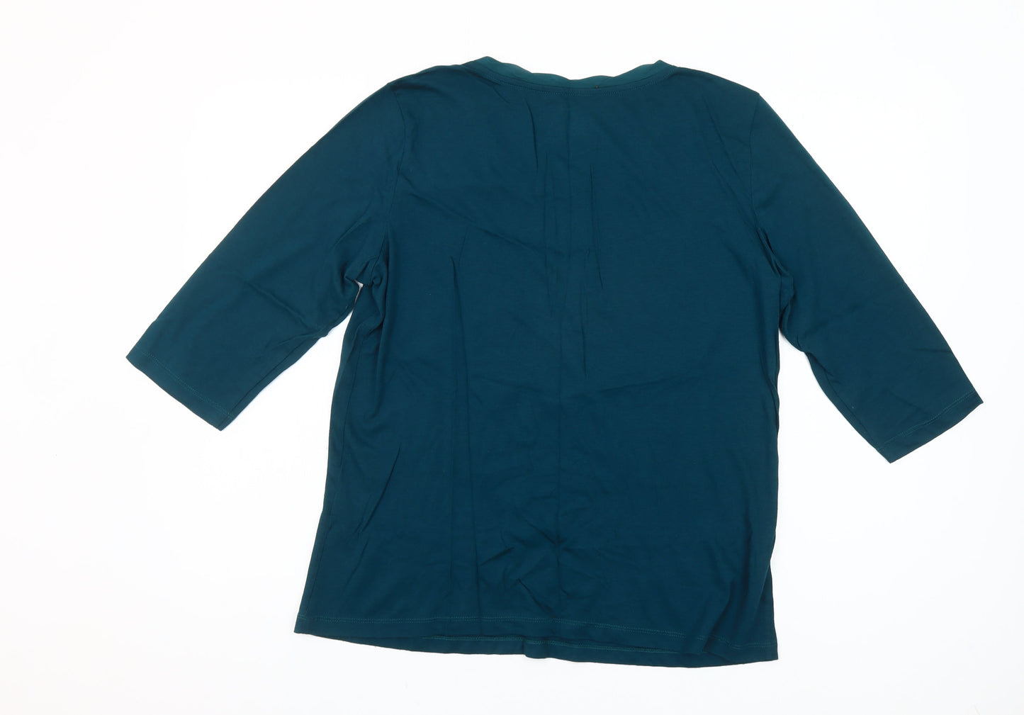 Christopher & Banks Women's Blue Scoop Neck 3/4 Sleeve T-Shirt Size M