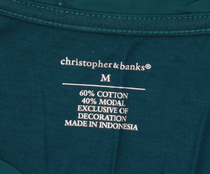 Christopher & Banks Women's Blue Scoop Neck 3/4 Sleeve T-Shirt Size M