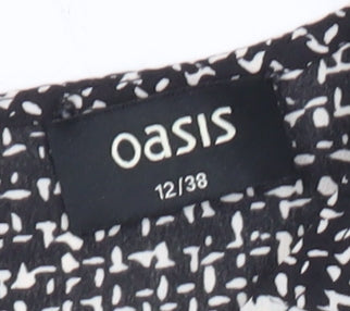 Oasis Women’s Black White Tunic Blouse Size 12 Sleeveless Workwear