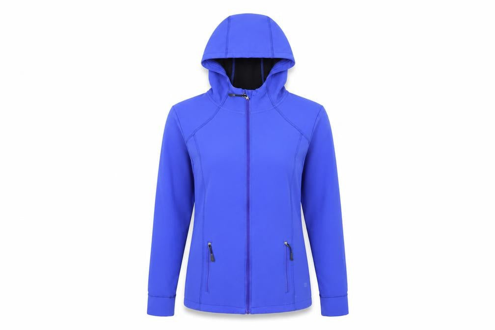 Front view of Dunnes Women’s Blue Full Zip Hooded Jacket, size UK 12