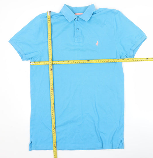 Thomas Pink Men's Blue Slim Fit Cotton Polo Shirt Size S