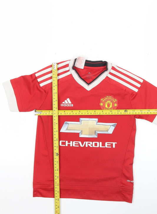 Adidas Boys Red Manchester United Football Jersey 9-10 Years Short Sleeve
