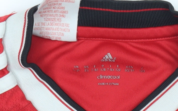 Adidas Boys Red Manchester United Football Jersey 9-10 Years Short Sleeve