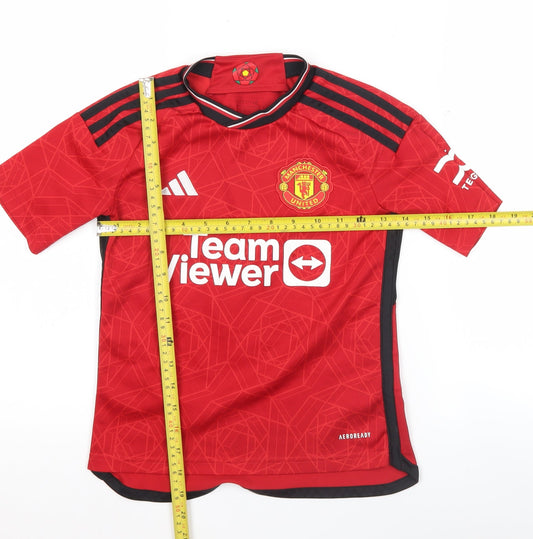 Adidas Boys Red Manchester United Martinez #6 Football Jersey 9-10 Years