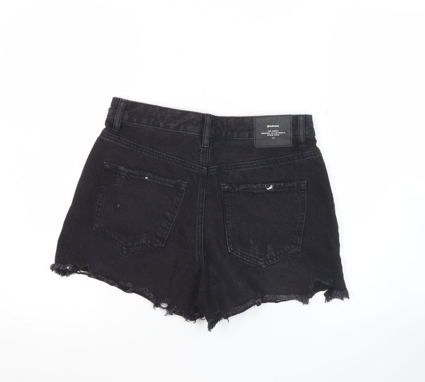 Stradivarius Women’s Black Size 8 Distressed High Rise Cut-Off Denim Shorts