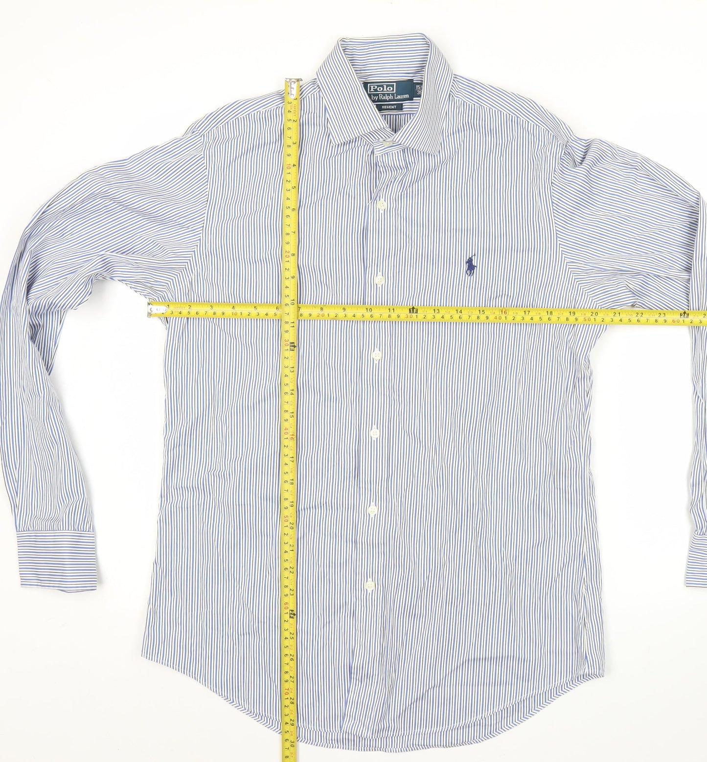 Polo Ralph Lauren Men's Blue Striped Shirt 15.5 39 Classic Fit