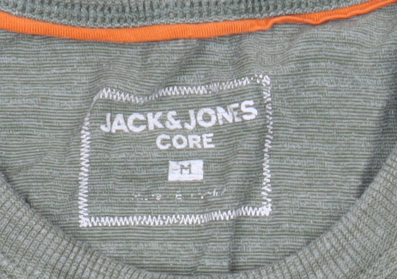 Mens UK Size M JACK & JONES Green  Cotton Blend T-Shirt