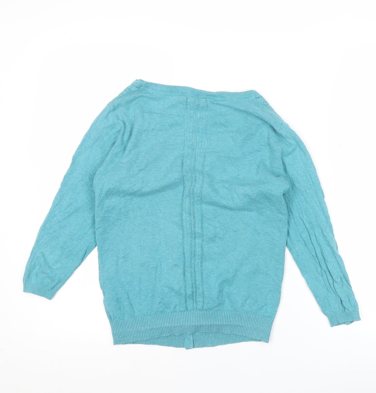 Fat Face Women’s Blue Cotton Cardigan Size 8 V-Neck Long Sleeve