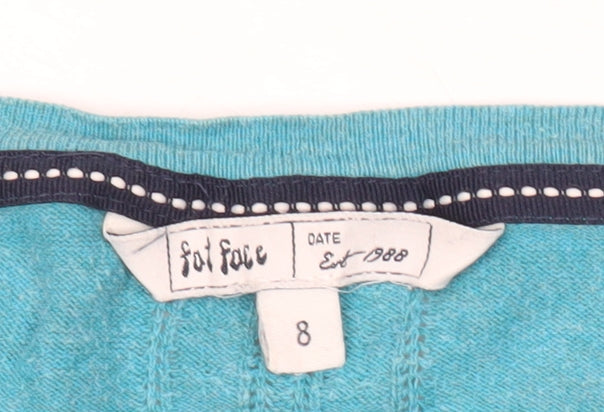 Fat Face Women’s Blue Cotton Cardigan Size 8 V-Neck Long Sleeve