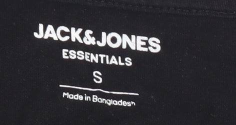 Jack & Jones Men's Black Small Crew Neck Cotton T-Shirt