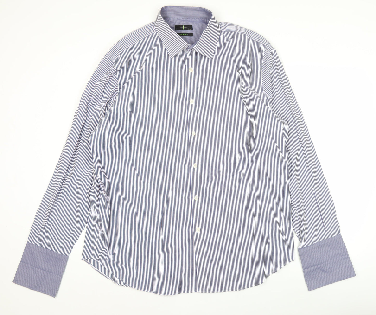 Jasper Conran Men’s Blue Striped Dress Shirt 18” Collar Classic Fit