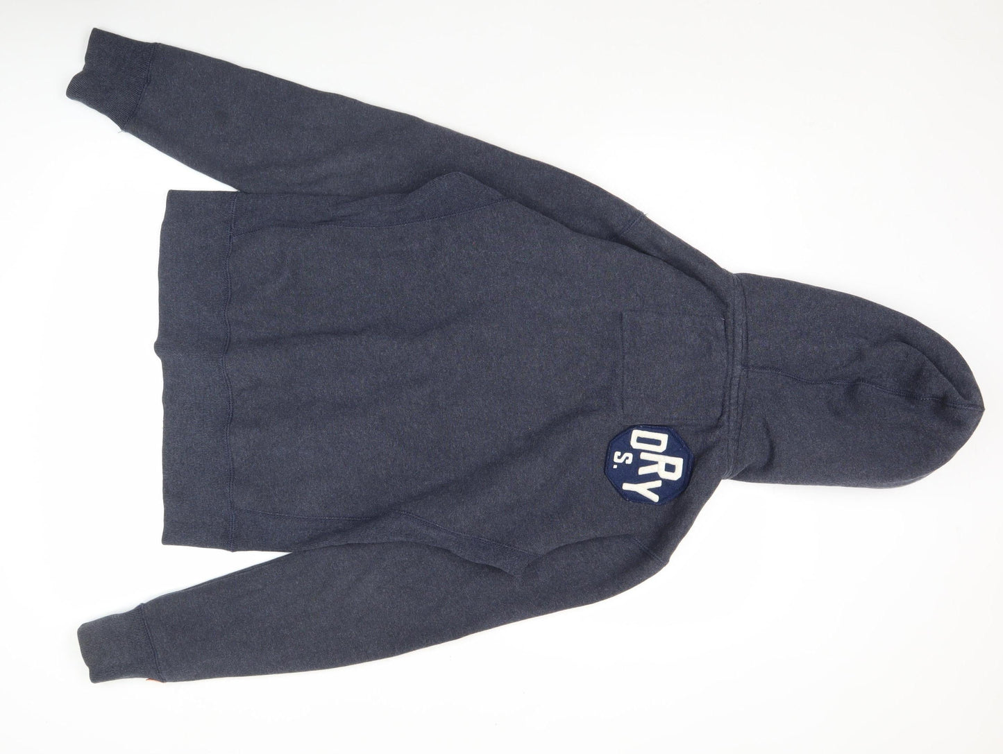 Superdry Men Blue Full Zip Hoodie Medium Logo Sports Fleece
