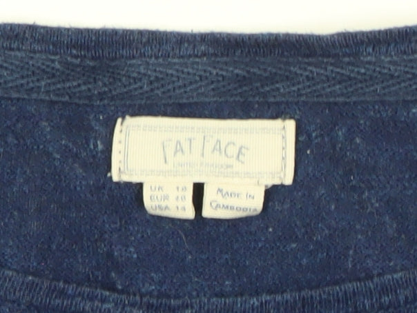 Fat Face Womens Blue Cotton Relaxed Tunic Top Size 18