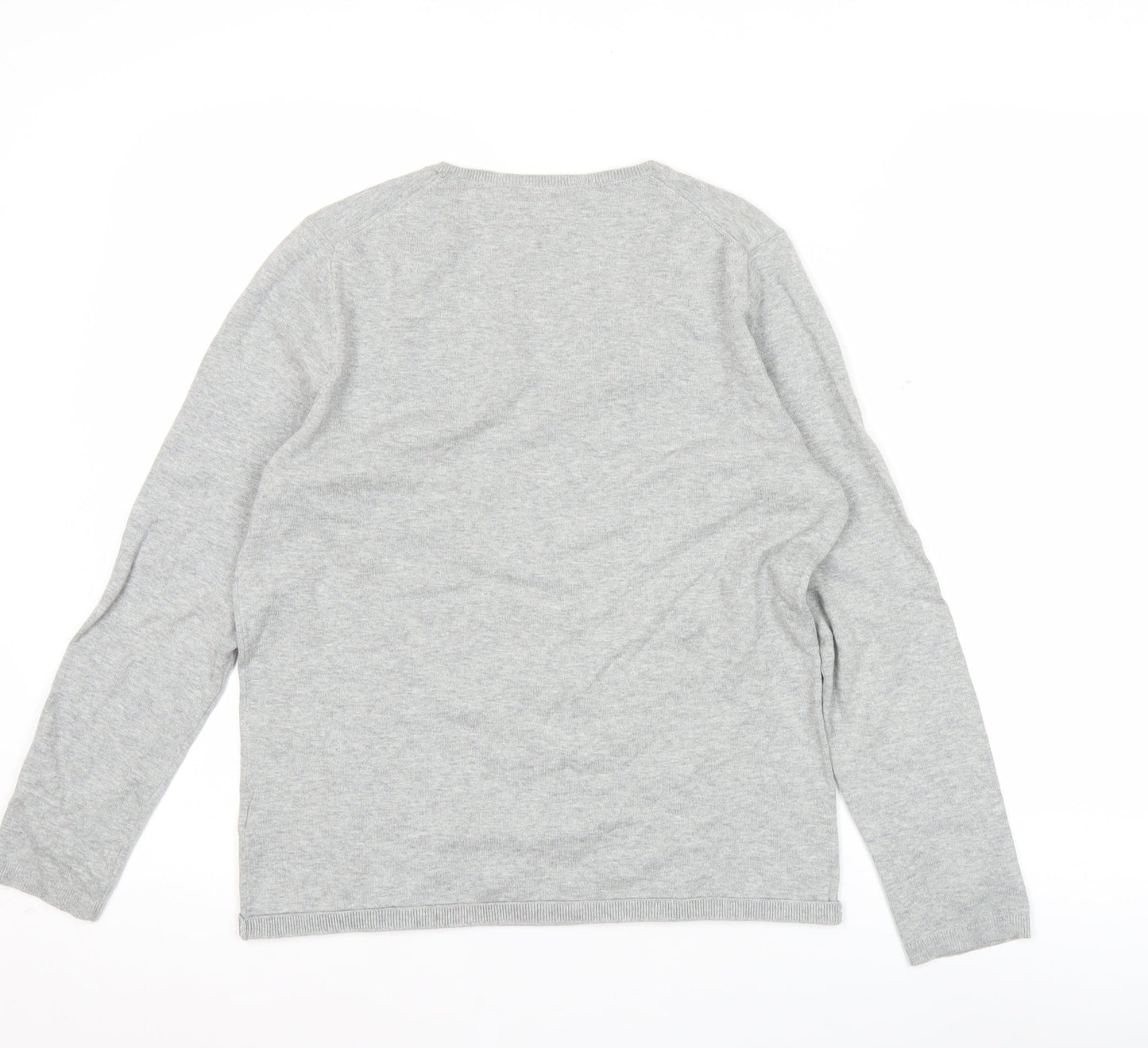 Tommy Hilfiger Womens Grey V-Neck Cotton Pullover Jumper M