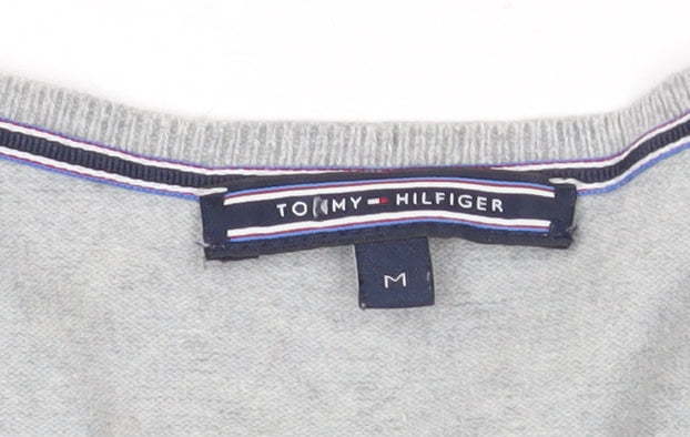 Tommy Hilfiger Womens Grey V-Neck Cotton Pullover Jumper M