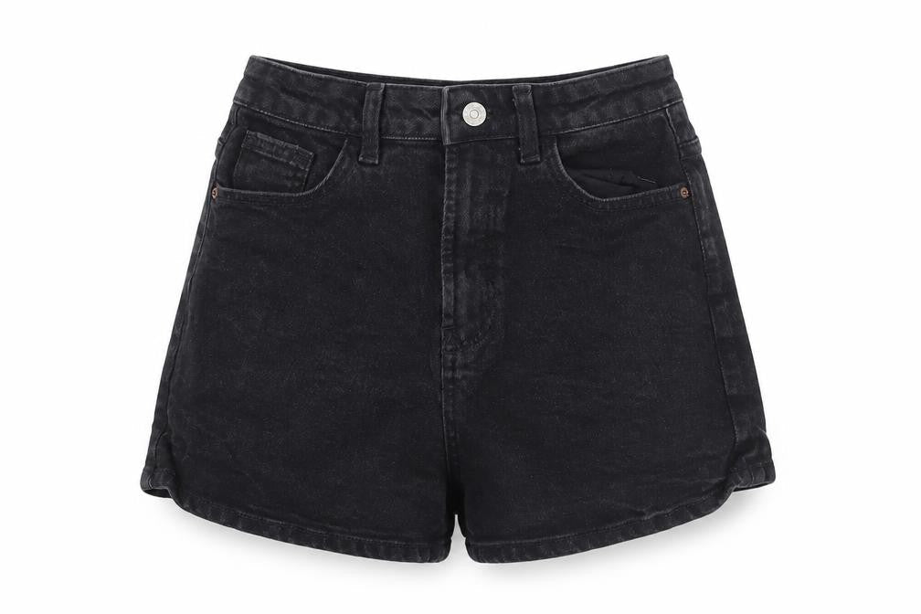 Primark Women’s Black Denim Mom Shorts Size 6 High Rise Casual