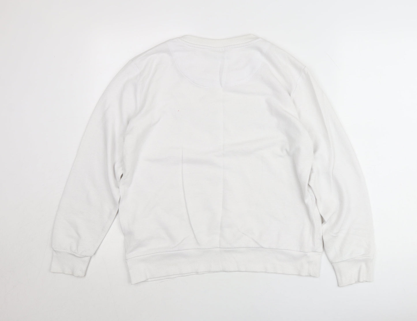 DKNY Womens White Small Logo Pullover Cotton Sweatshirt Jumper