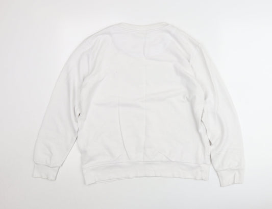 DKNY Womens White Small Logo Pullover Cotton Sweatshirt Jumper