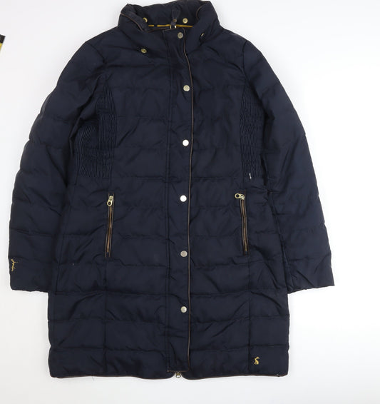 Joules Womens Blue Size 14 Long Puffer Coat Jacket Winter Travel