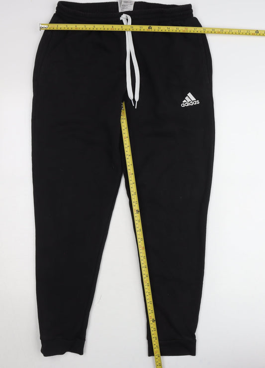Adidas Mens Black Jogger Sweatpants L Regular Fit Fleece Trousers