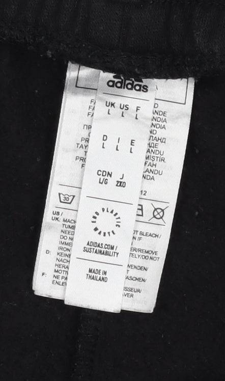 Adidas Mens Black Jogger Sweatpants L Regular Fit Fleece Trousers