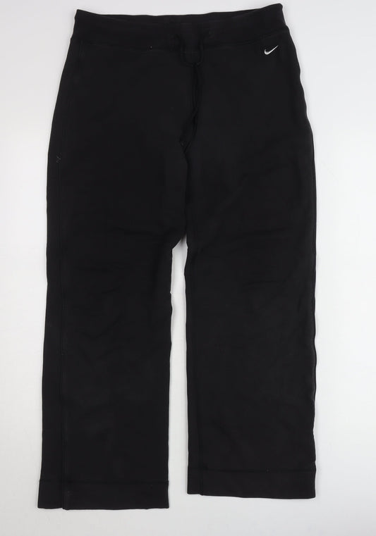 Nike Women Black Sweatpants L Dri-Fit Sports Trousers