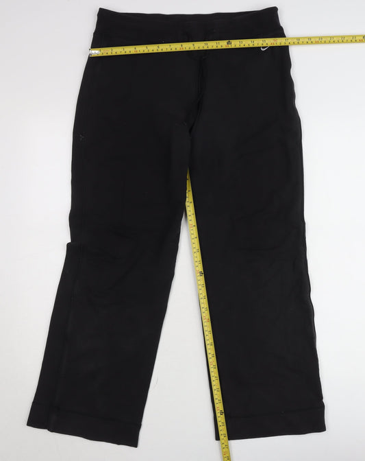 Nike Women Black Sweatpants L Dri-Fit Sports Trousers