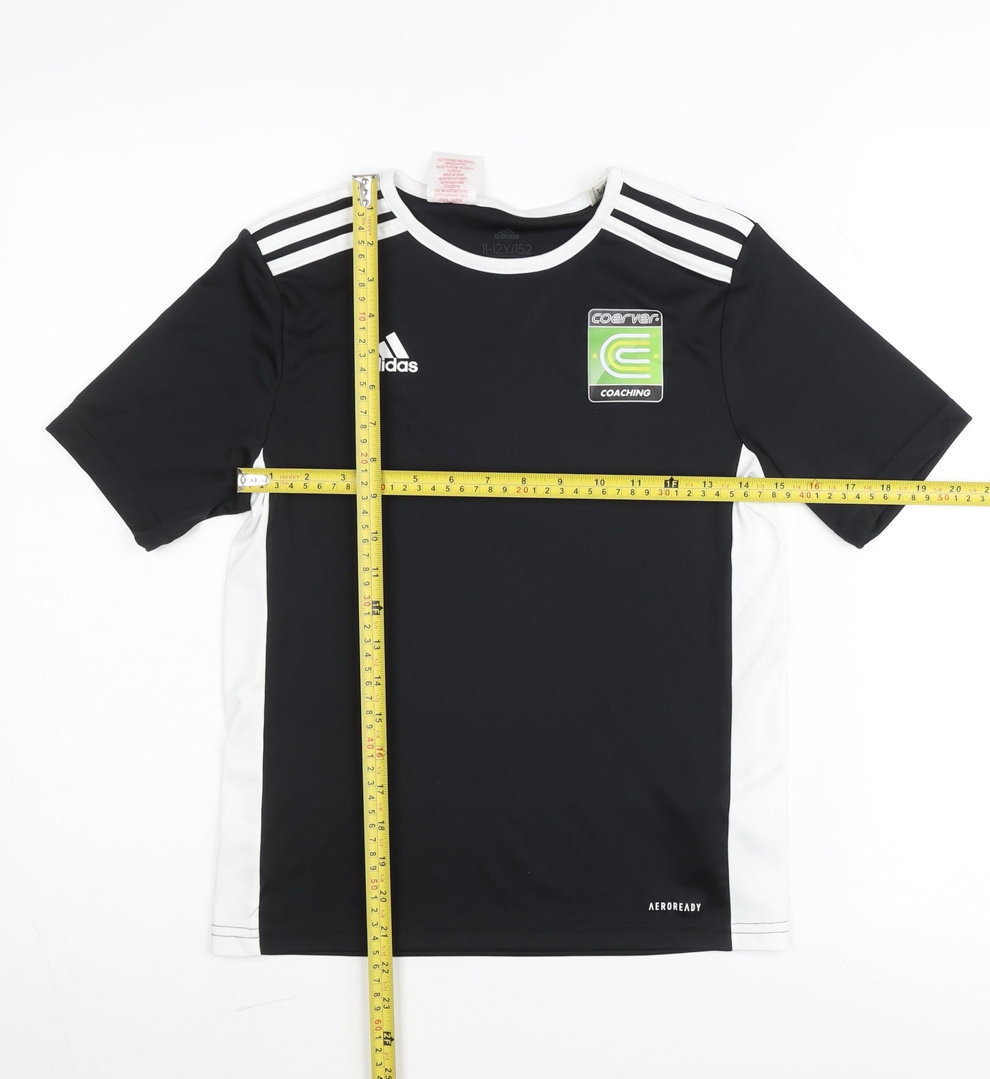 Adidas Boys Black 11-12Y Football Training T-Shirt Aeroready Sportswear