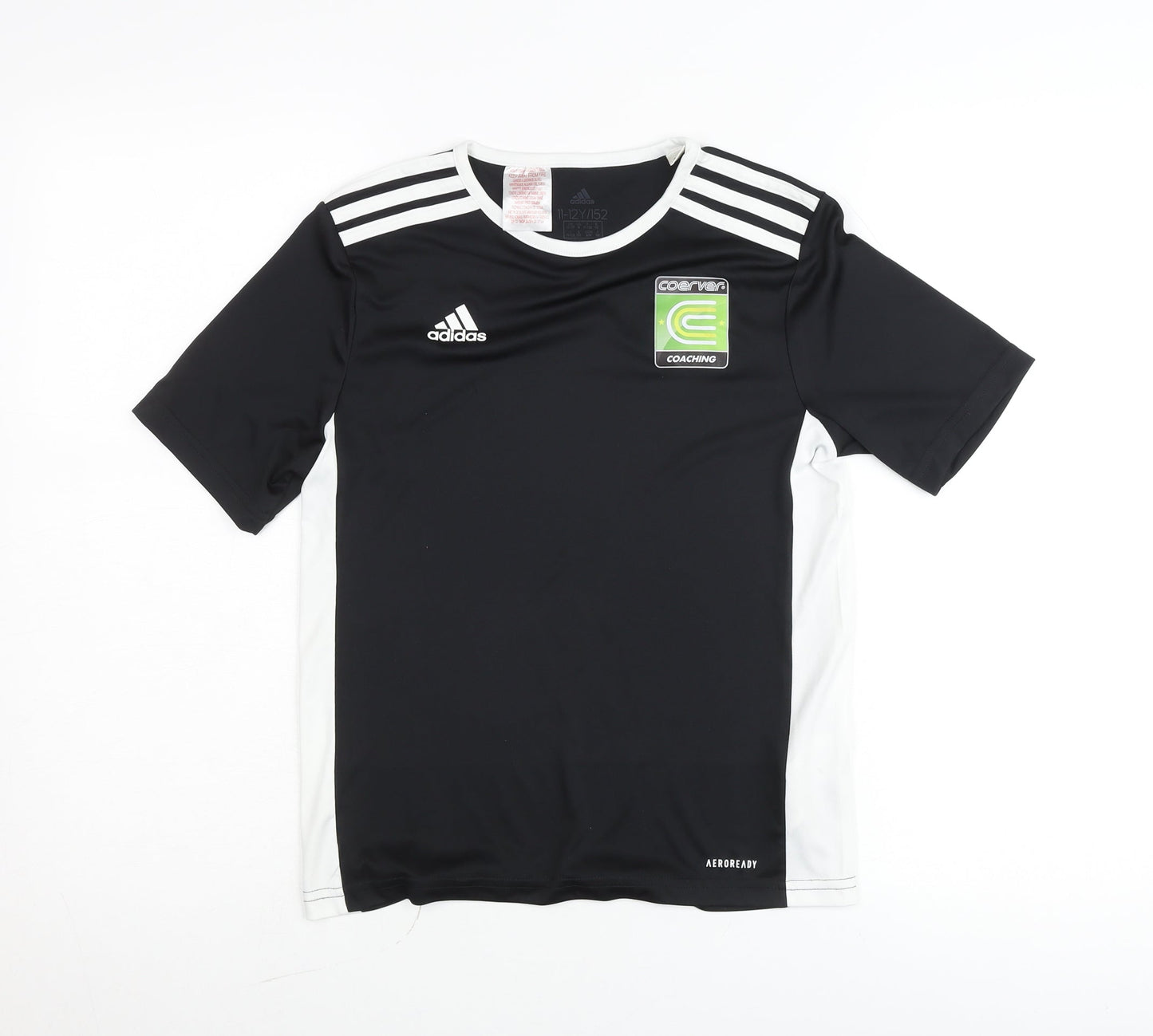 Adidas Boys Black 11-12Y Football Training T-Shirt Aeroready Sportswear