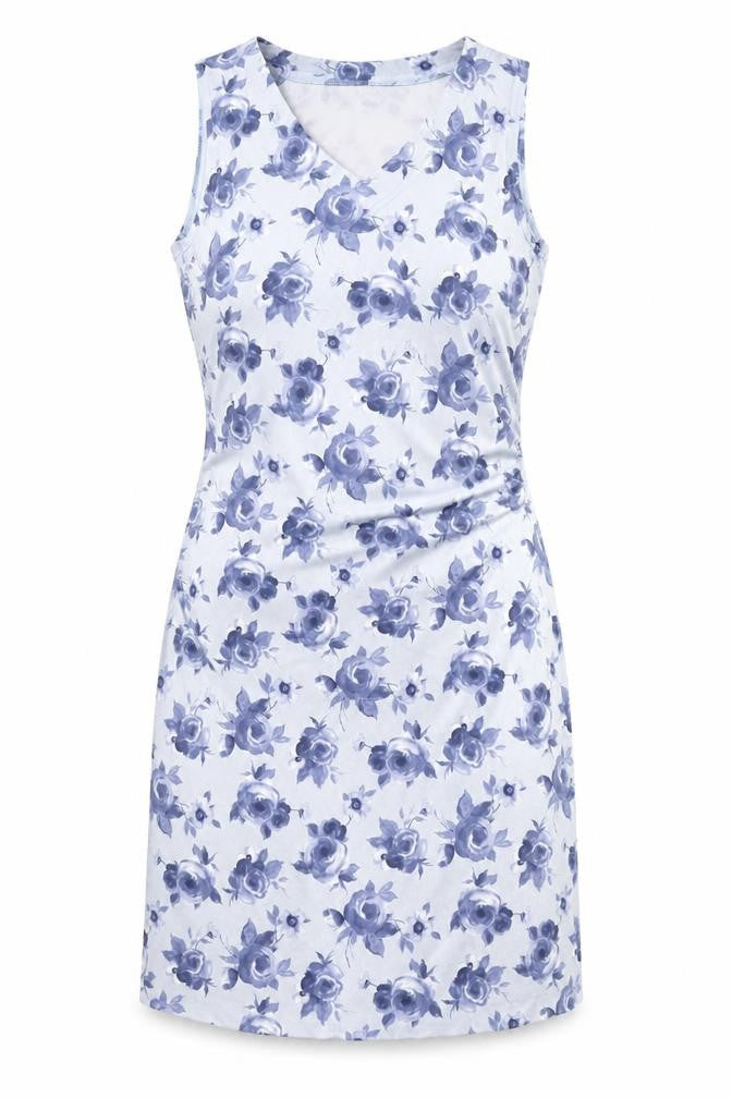 Berkertex Women’s Blue Floral Sleeveless Sheath Dress Size 12