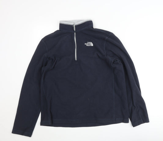 The North Face Men's Blue Fleece Pullover Sweatshirt L 1/4 Zip Outdoor