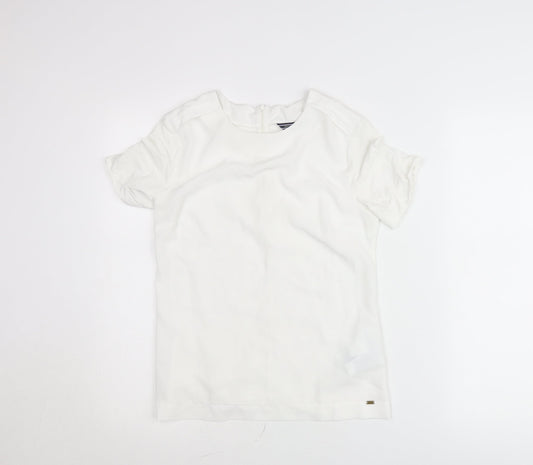 Tommy Hilfiger Women's White XS Short Sleeve Blouse Top