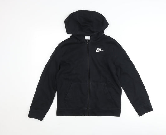 Nike Boys Black Full Zip Hooded Jacket 11-12 Years Cotton Blend