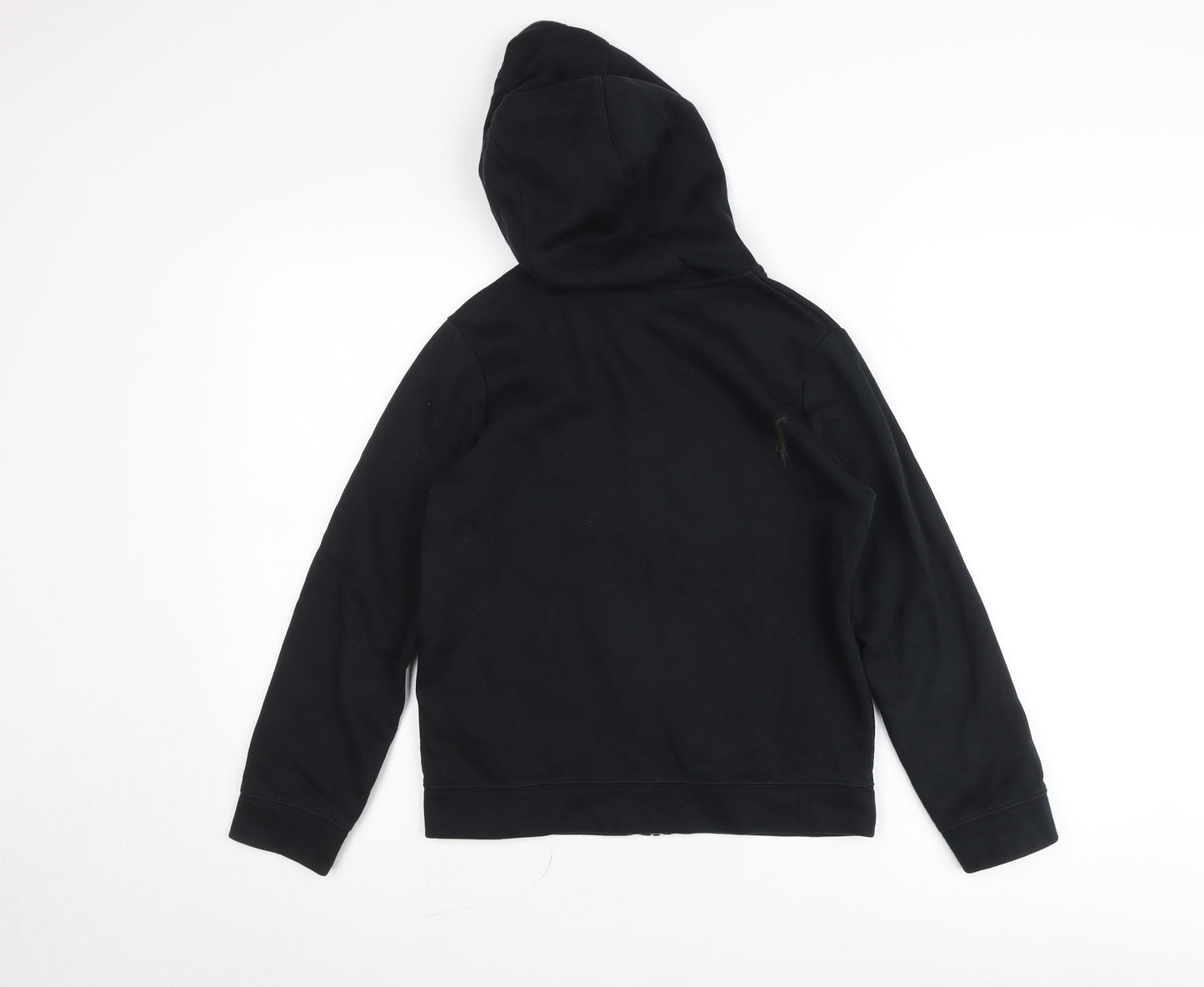 Nike Boys Black Full Zip Hooded Jacket 11-12 Years Cotton Blend