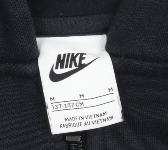Nike Boys Black Full Zip Hooded Jacket 11-12 Years Cotton Blend
