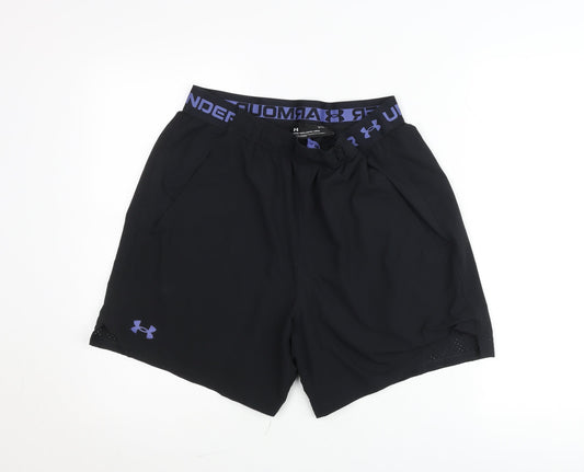 Under Armour Men Black L Sweat Shorts Elastic Waist Sportswear