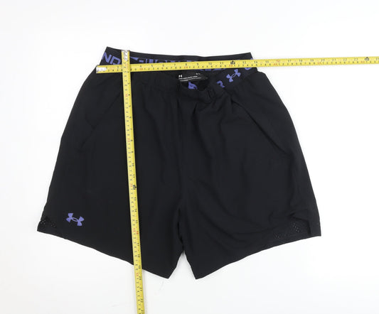Under Armour Men Black L Sweat Shorts Elastic Waist Sportswear