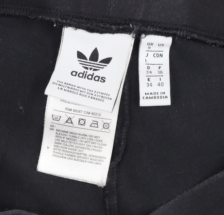 Adidas Girls Black Ankle Leggings Size 8Y Side Stripe Cotton Stretch