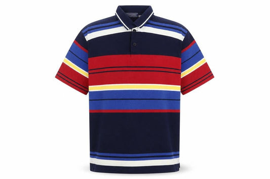 Guv'nors Men's XL Multicoloured Striped Polo Shirt Retro Cotton Blend
