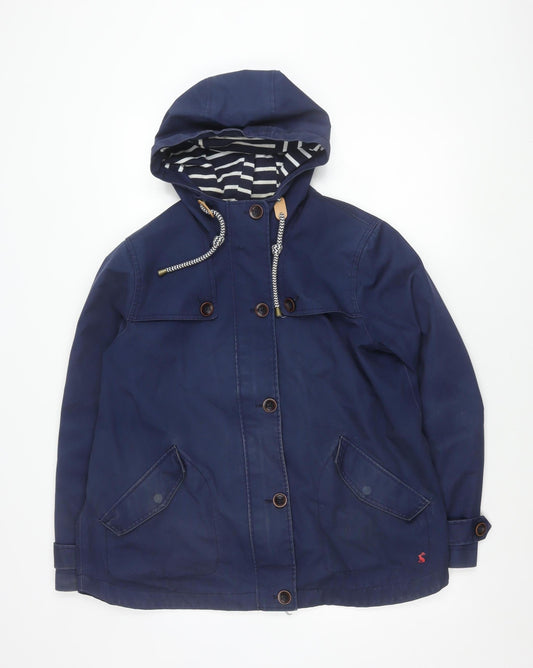 Joules Womens Blue Hooded Waterproof Rain Jacket Coat Size 16