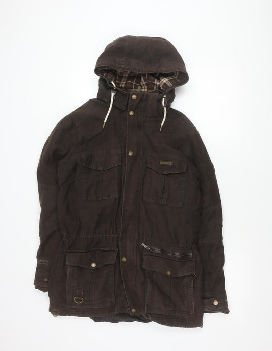 Craghoppers Mens Brown Cotton Hooded Parka Jacket Size M Waterproof