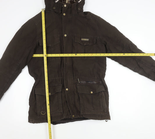 Craghoppers Mens Brown Cotton Hooded Parka Jacket Size M Waterproof