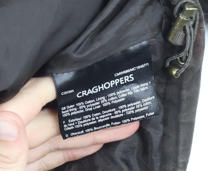Craghoppers Mens Brown Cotton Hooded Parka Jacket Size M Waterproof