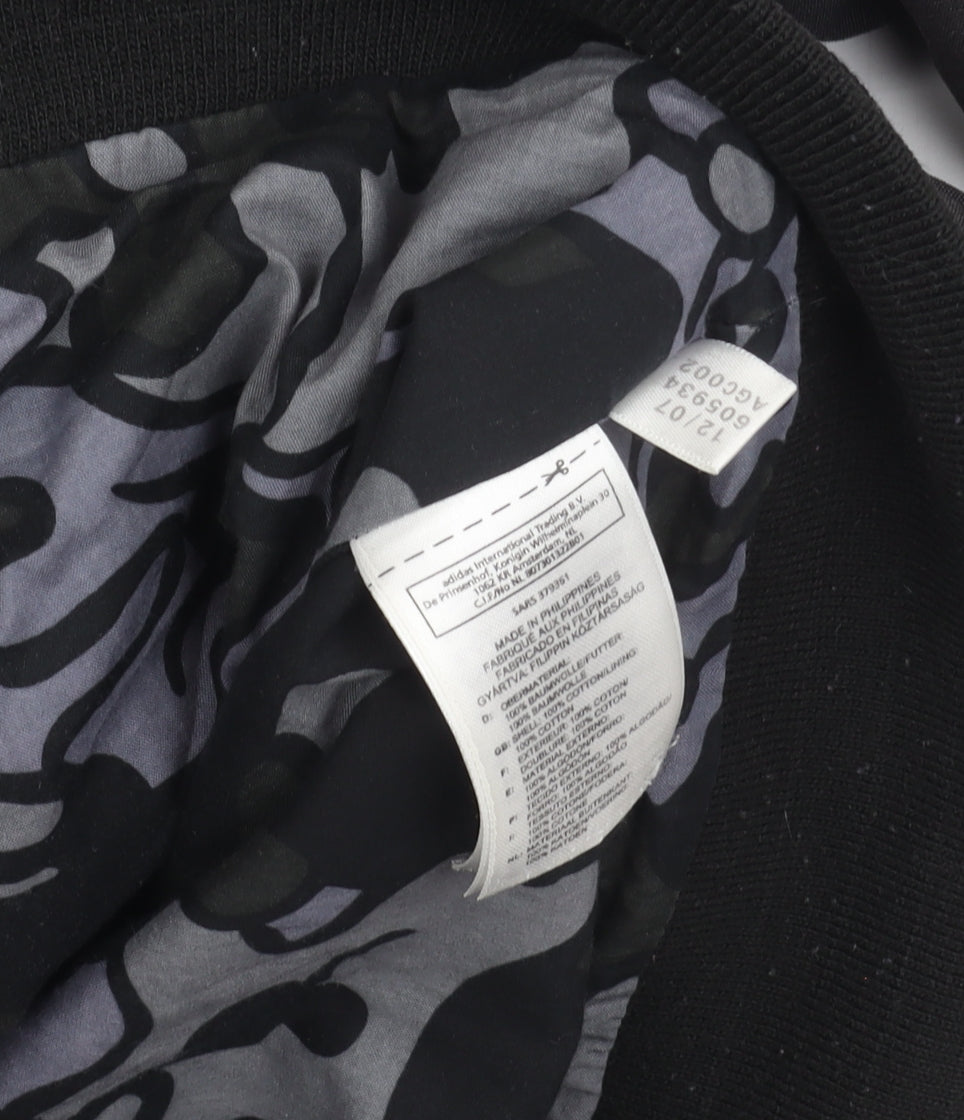 Adidas Mens Black Small Cotton Bomber Jacket with Pockets