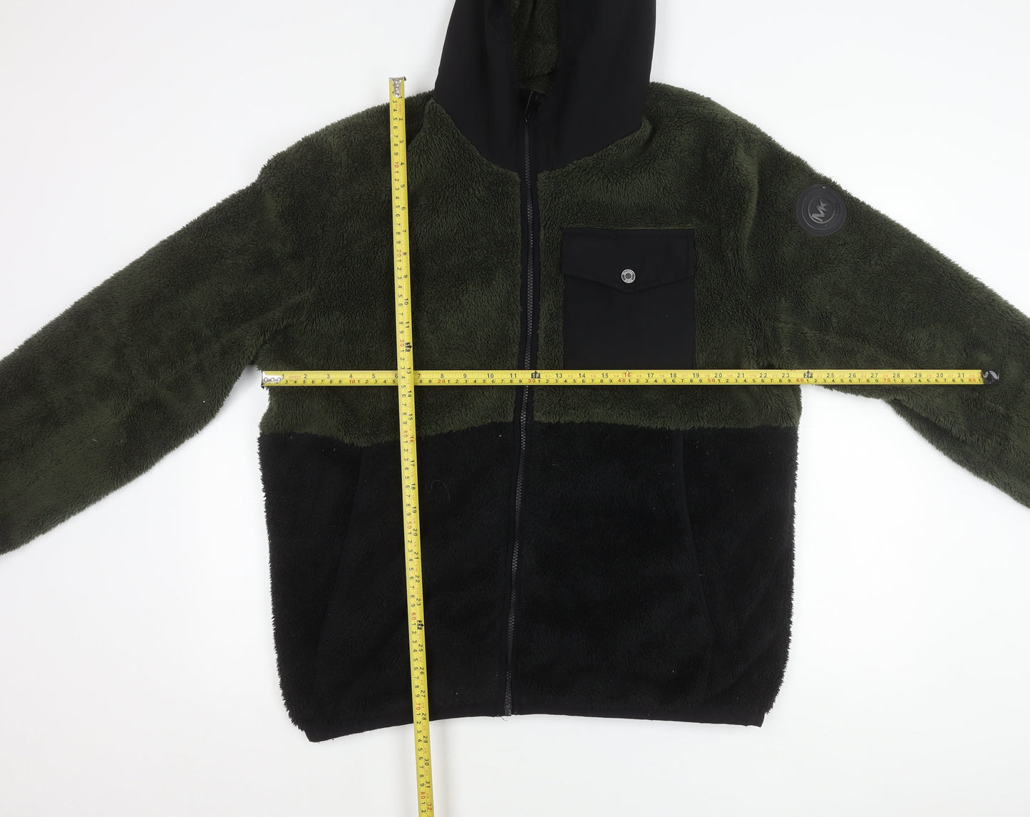 Michael Kors Men’s Green Black Fleece Hooded Jacket Size L