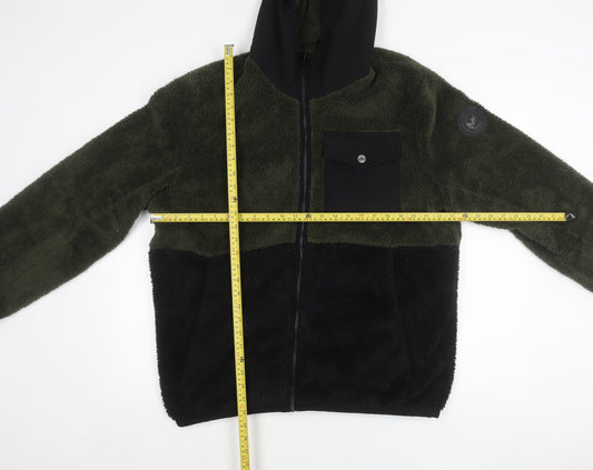 Michael Kors Men’s Green Black Fleece Hooded Jacket Size L