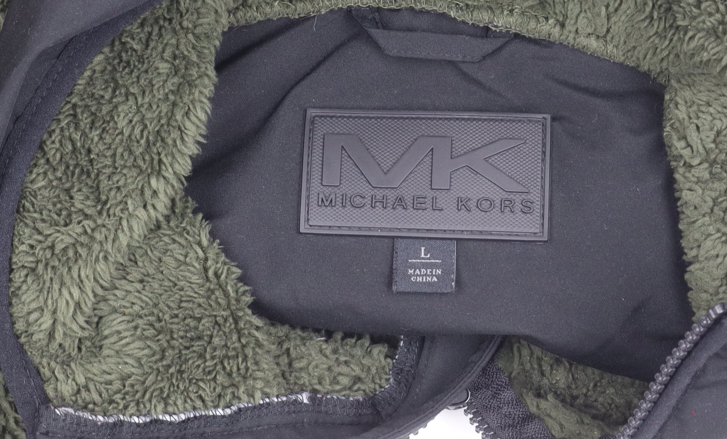 Michael Kors Men’s Green Black Fleece Hooded Jacket Size L