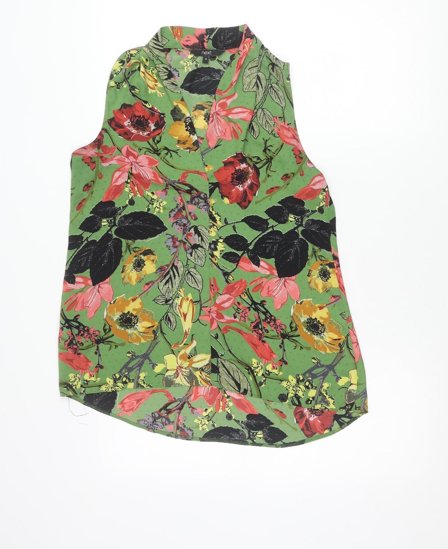 Next Womens Green Floral Sleeveless Blouse Size 10 Viscose Summer Top